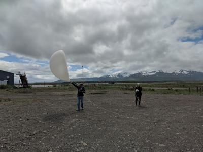 Staff launch a weather balloon in Cold Bay